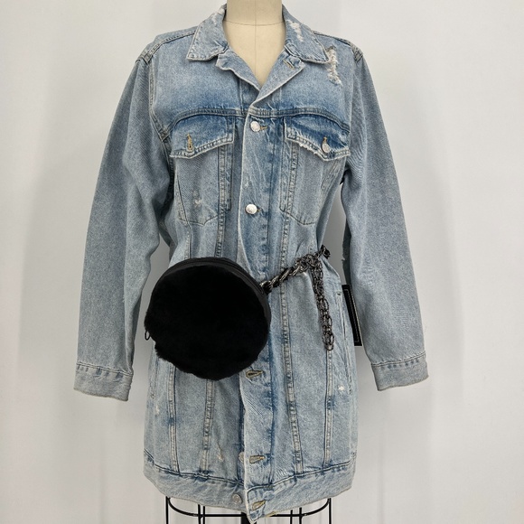 TASHA TARNO Real merino and lamb leather fanny pack on a chain. - Picture 2 of 9